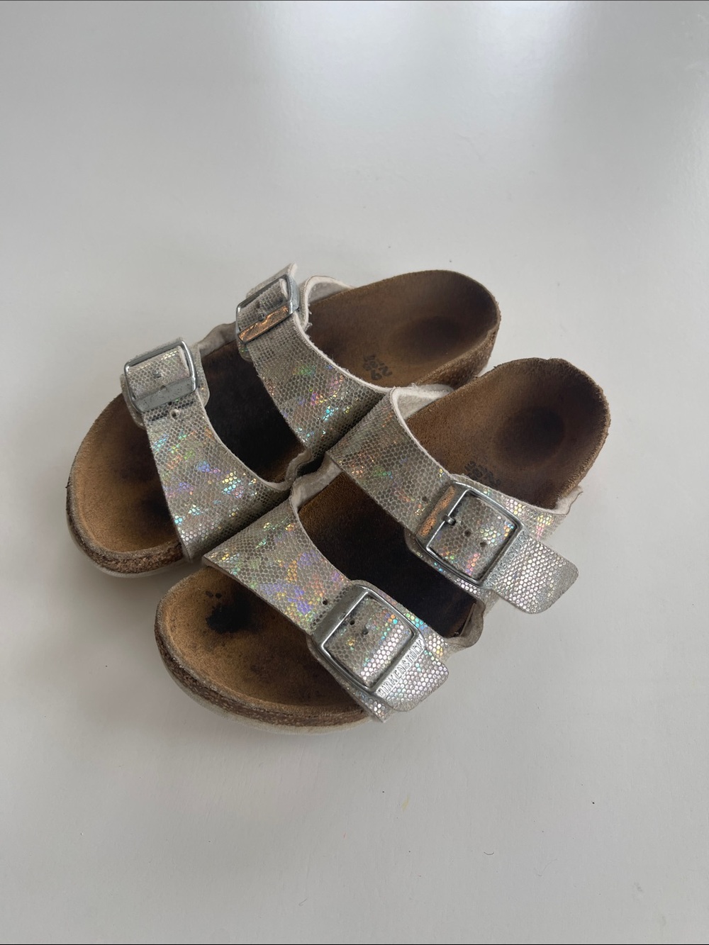 Birkenstock Kids Sparkle Double-Buckle Slide Sandals - Silver - Picture 2 of 5